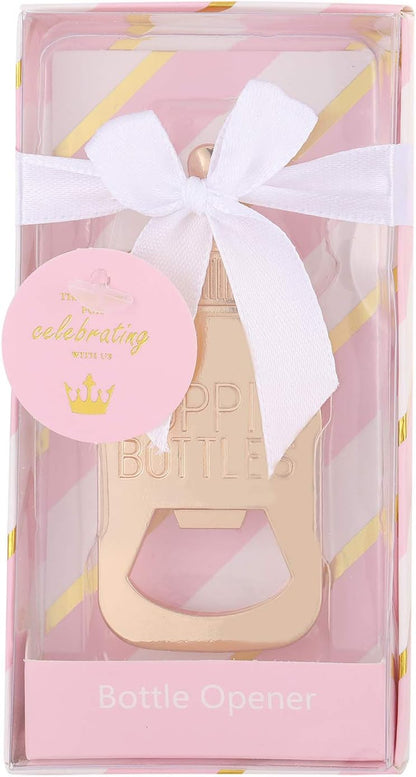 PARTYGOGO 1 Pcs Pink Princess Baby Shower Favors for Girl,Poppins'Bottle Bottle Opener Baby Shower Favor for Guests Girl Baby Shower Souvenirs Party Decoration Goodiebag Supplies (Pink and Gold, 1)