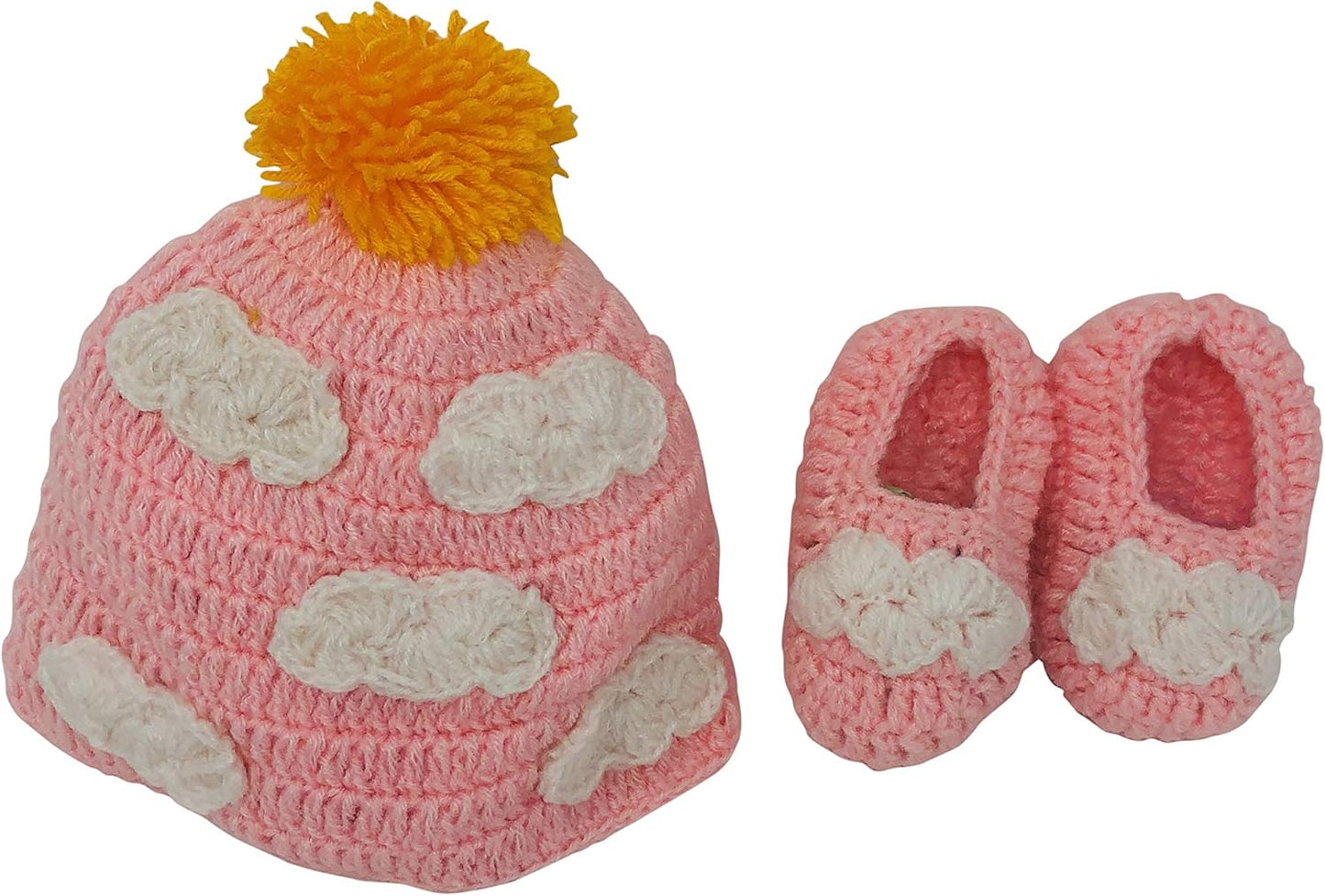 Newborn Cozy Warm Baby Sweater Set -Hand Made Baby Crochet Set -Pink/Blue Knit Cardigan with Booties & Hat Gift Set