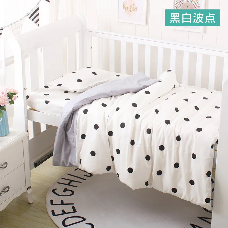 3Pcs Set Newborn Baby Crib Beddings Set Cotton Cartoon Print Color Bedroom Bed Cot Linens Quilt Cover Case Sheets Pillow