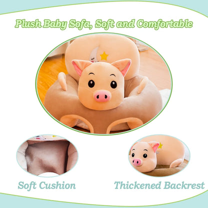 Baby Support Sofa, Infant Chair Back Head Protect Seat Floor Plush Chair for Toddlers, Piggy