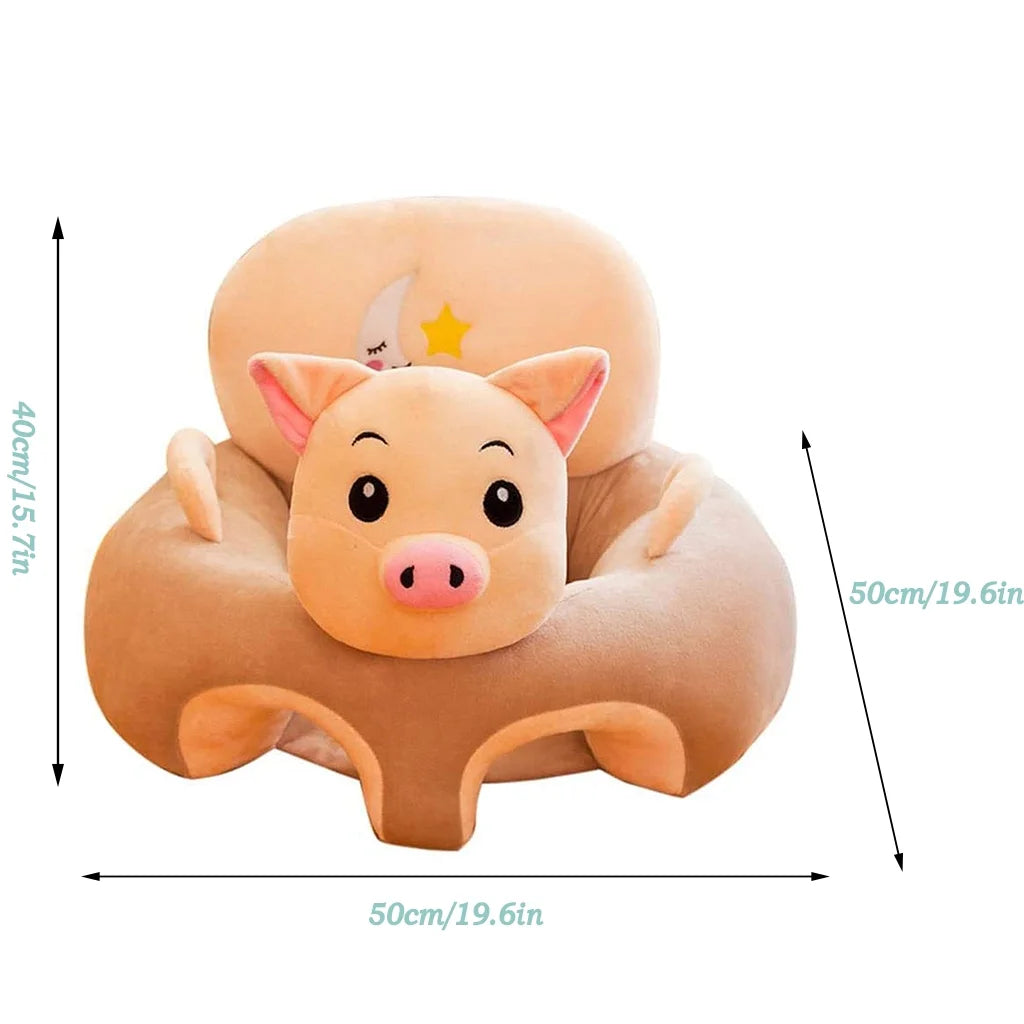 Baby Support Sofa, Infant Chair Back Head Protect Seat Floor Plush Chair for Toddlers, Piggy