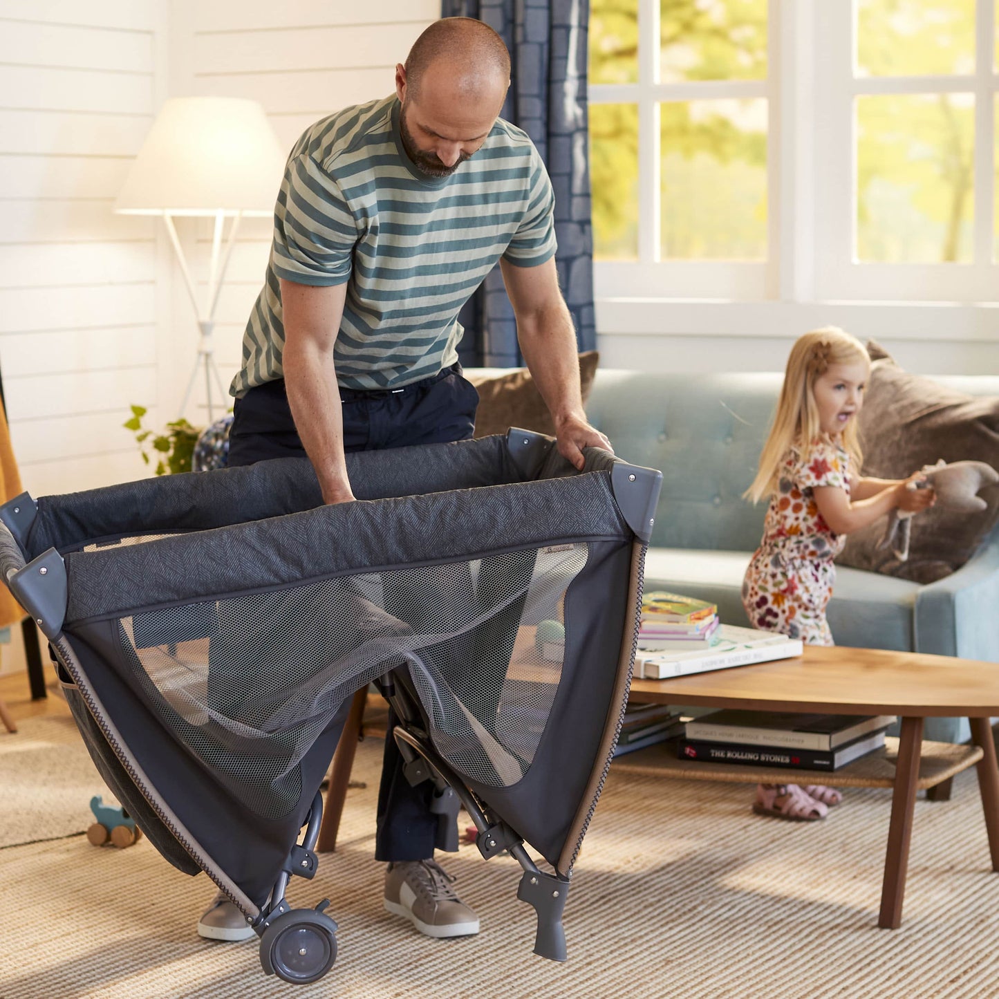 Play Yard with Full Size Rocking Bassinet, Castle Point