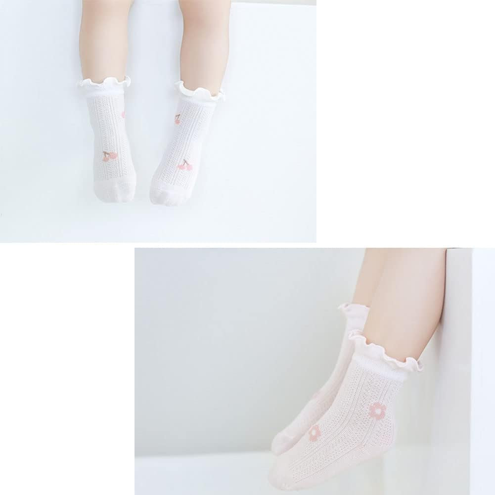 SUITBOY Baby Girls Socks Toddlers Ruffle Socks Frilly Socks for Toddler Girls Cute Summer Mesh Socks Cotton