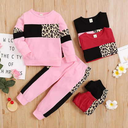 Toddler Girl Clothes Baby Sweatshirt Leopard Fall Winter Outfits Long Sleeve Tops Pants Set 2 Pcs