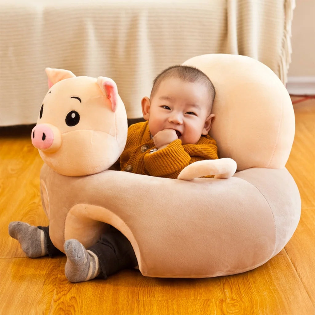 Baby Support Sofa, Infant Chair Back Head Protect Seat Floor Plush Chair for Toddlers, Piggy