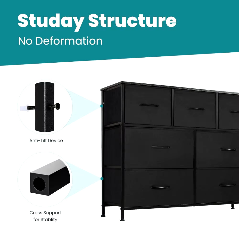 Storage Cabinet with 7 Fabric Drawers Organizer, Large Storage Space with inside Shelf, Accent Cabinet