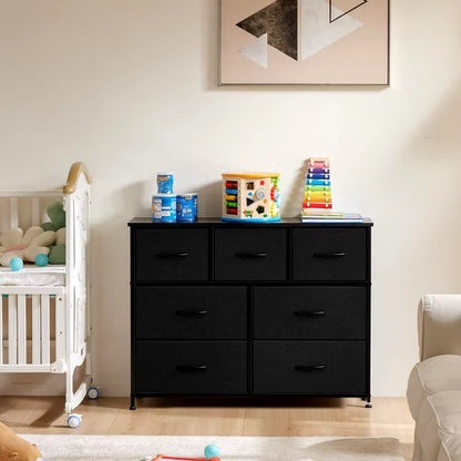 Storage Cabinet with 7 Fabric Drawers Organizer, Large Storage Space with inside Shelf, Accent Cabinet