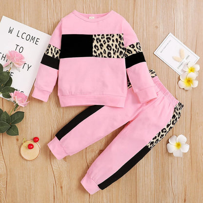 Toddler Girl Clothes Baby Sweatshirt Leopard Fall Winter Outfits Long Sleeve Tops Pants Set 2 Pcs