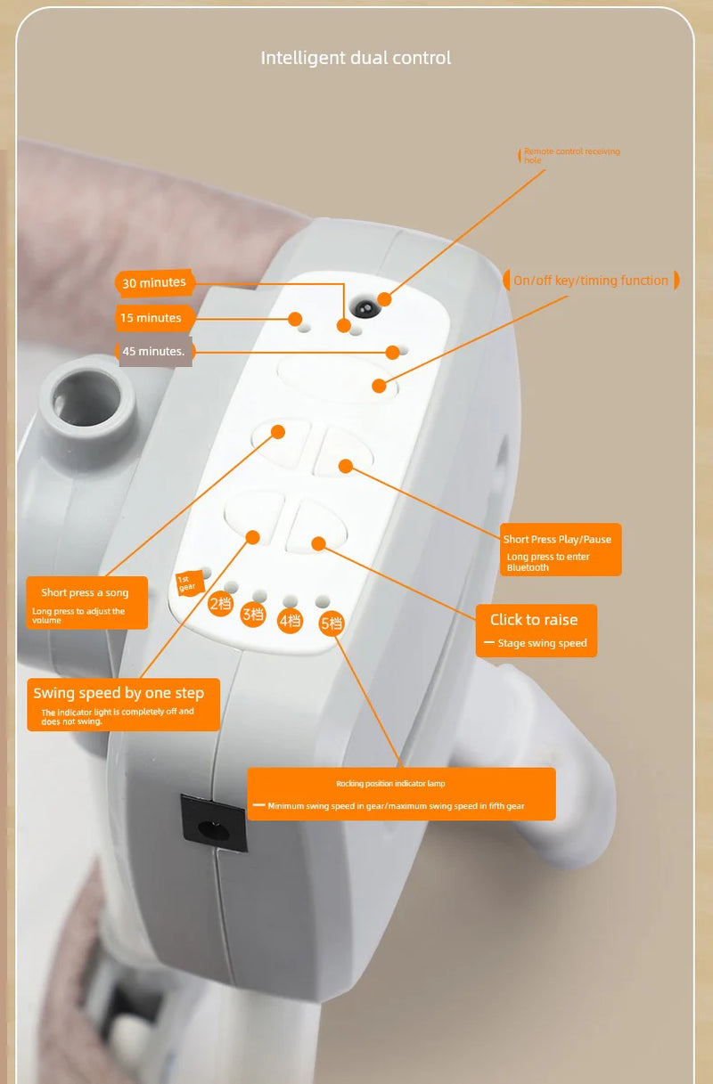 Automatic Baby Cradle - Soothing Bluetooth Sleeping Basket Swing