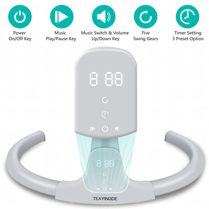 Baby Swing for Infants - APP Remote Bluetooth Control, 5 Speed Settings, 10 Lullabies, USB Plug (Gray)