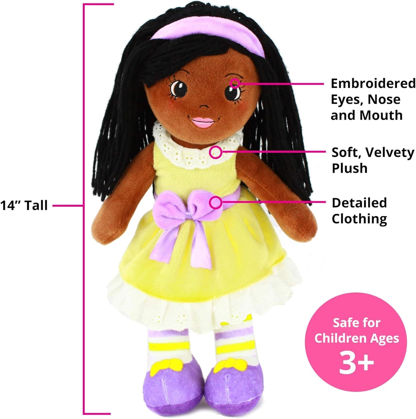 14" Soft Baby Doll - Plush Rag Dolls for 2 Year Old Girls & Boys, Toddler & Infants - Kaylie - Soft Dolls for Girls - Baby First Doll - Cloth Dolls for Toddlers - Soft Plush Doll