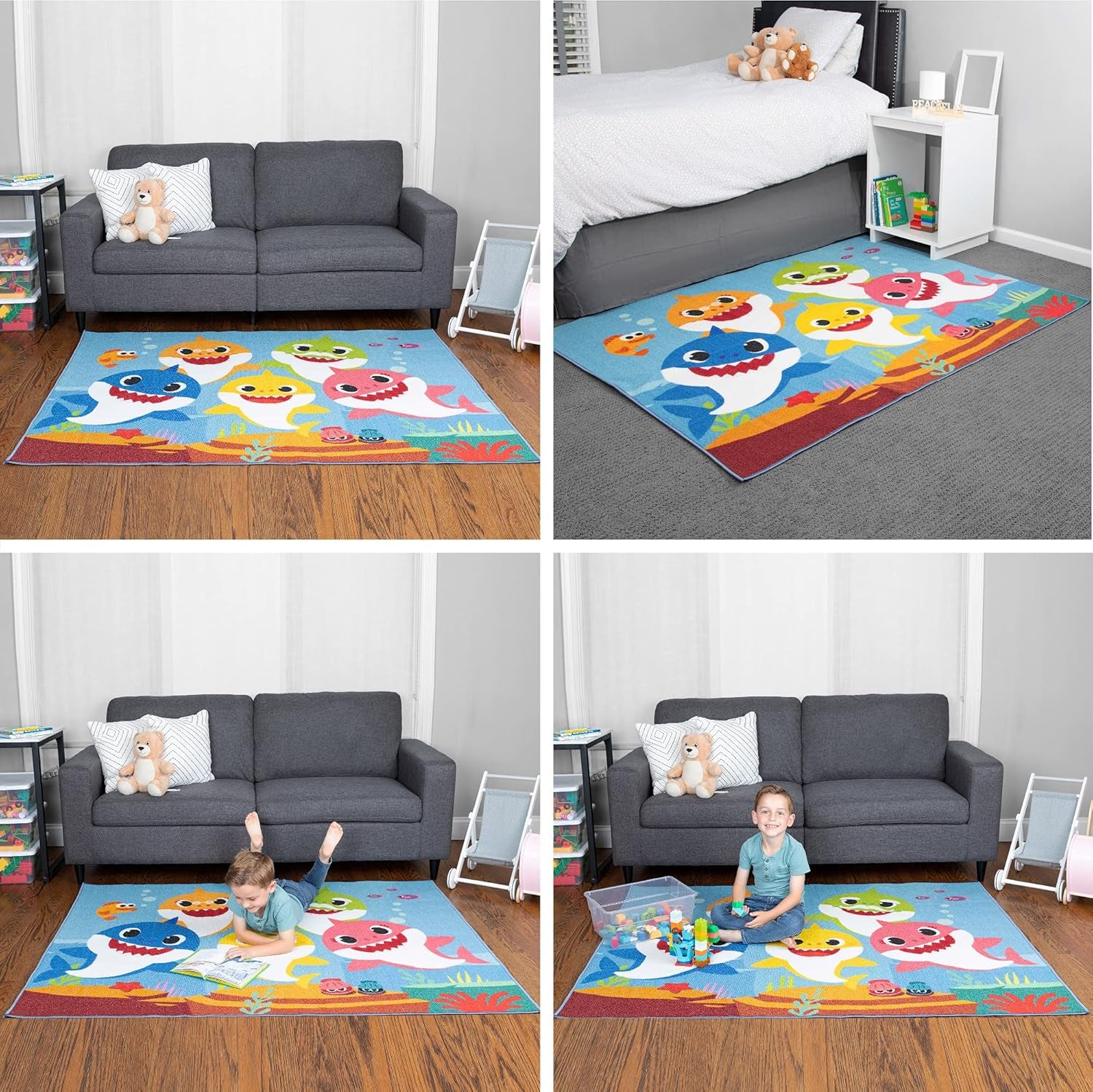 Kids Room Non Slip Area Rug, 69 in X 52 In, Baby Shark