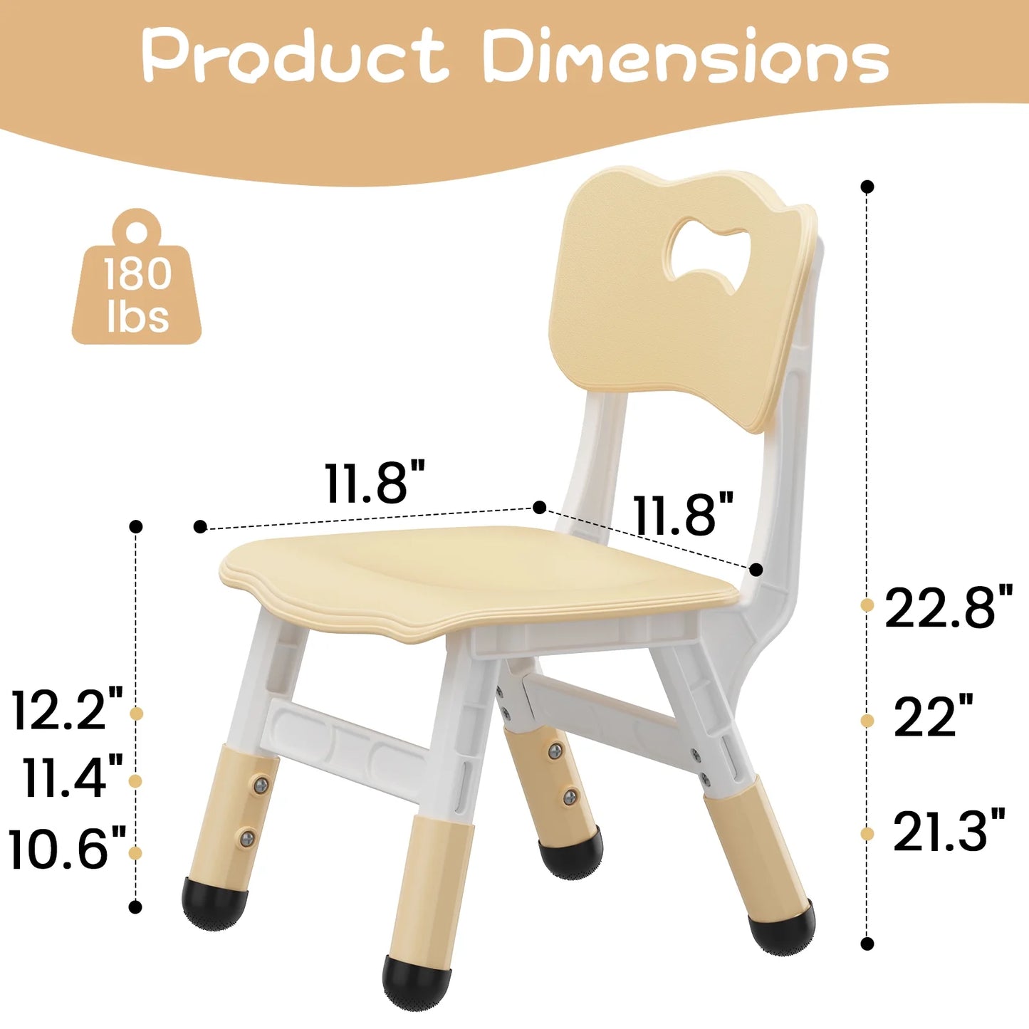 Kids Chair, 3 Level Height Adjustable Kid Chair, Plastic Toddler Chairs for Children Boys Girls Age 2-6, Suitable for Home Family Classroom Nursery Indoor Use