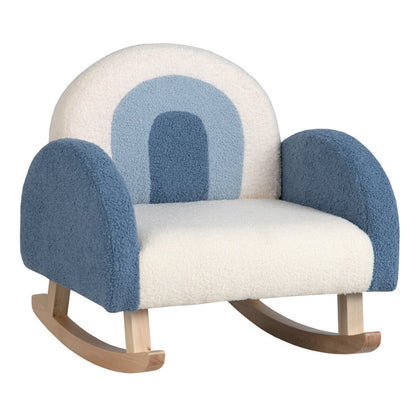 Kids Rocking Chair Children Velvet Upholstered Sofa with Solid Wood Legs