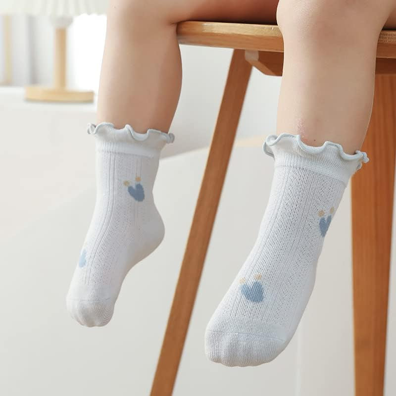 SUITBOY Baby Girls Socks Toddlers Ruffle Socks Frilly Socks for Toddler Girls Cute Summer Mesh Socks Cotton