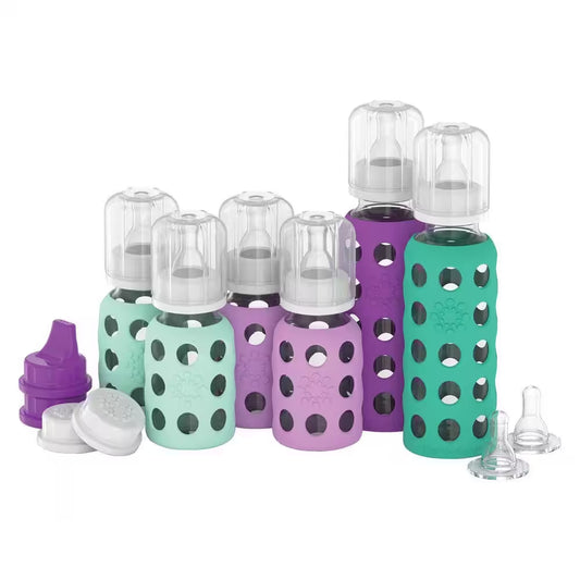 9 Oz. Assorted Color Glass Baby Bottle Starter Set (Set of 6)