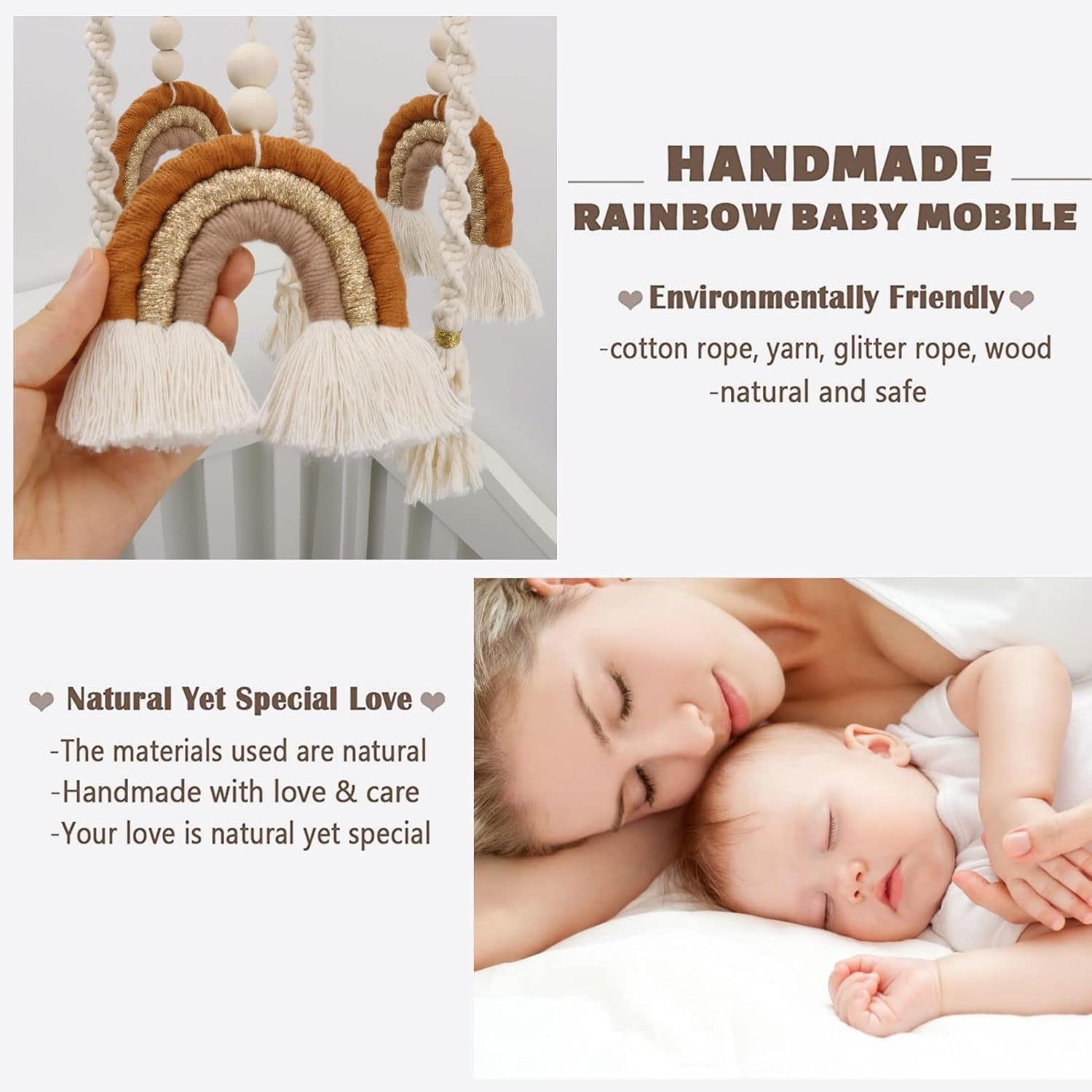 Rainbow Baby Mobile Hanging Macrame Baby Mobile Rainbow Neutral Baby Crib Mobile Kids Room Nursery Decor