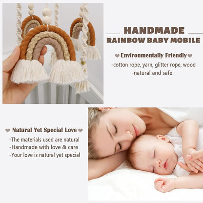 Rainbow Baby Mobile Hanging Macrame Baby Mobile Rainbow Neutral Baby Crib Mobile Kids Room Nursery Decor