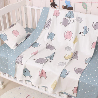 3Pcs Set Newborn Baby Crib Beddings Set Cotton Cartoon Print Color Bedroom Bed Cot Linens Quilt Cover Case Sheets Pillow