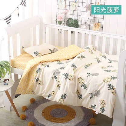 3Pcs Set Newborn Baby Crib Beddings Set Cotton Cartoon Print Color Bedroom Bed Cot Linens Quilt Cover Case Sheets Pillow