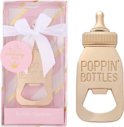 PARTYGOGO 1 Pcs Pink Princess Baby Shower Favors for Girl,Poppins'Bottle Bottle Opener Baby Shower Favor for Guests Girl Baby Shower Souvenirs Party Decoration Goodiebag Supplies (Pink and Gold, 1)