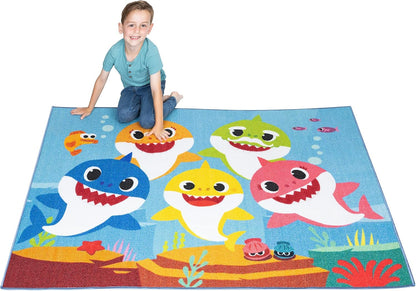 Kids Room Non Slip Area Rug, 69 in X 52 In, Baby Shark