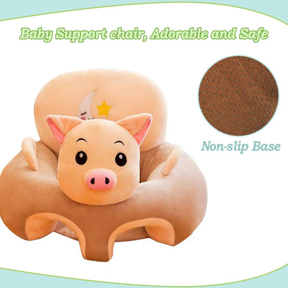 Baby Support Sofa, Infant Chair Back Head Protect Seat Floor Plush Chair for Toddlers, Piggy