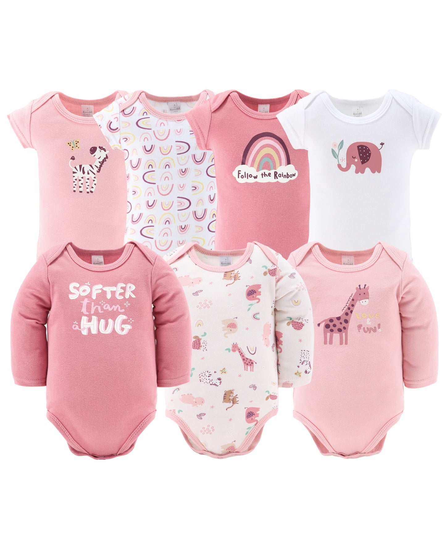 Newborn Layette Gift Set for Baby Girls, 23 Essential Pieces, Pink Rainbow Safari Animals, 0-3 Months