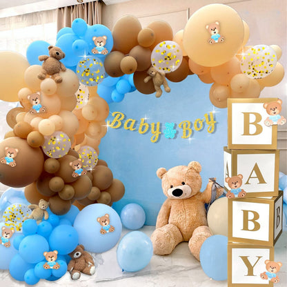 134 Pc Teddy Bear Baby Shower Decorations for Boy - Balloon Arch Garland & BA...