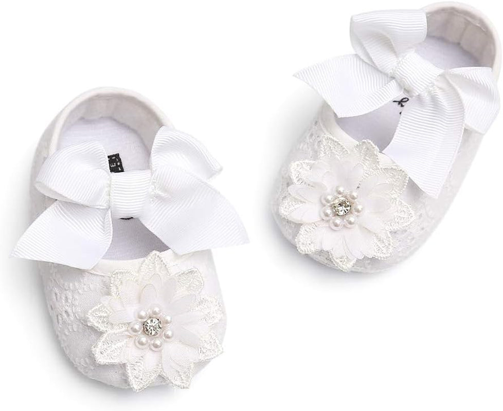 Infant Baby Girl Shoes Baby Mary Jane Flats Princess Wedding Dress Shoes Crib Shoe for Newborns, Infants, Babies, and Toddlers