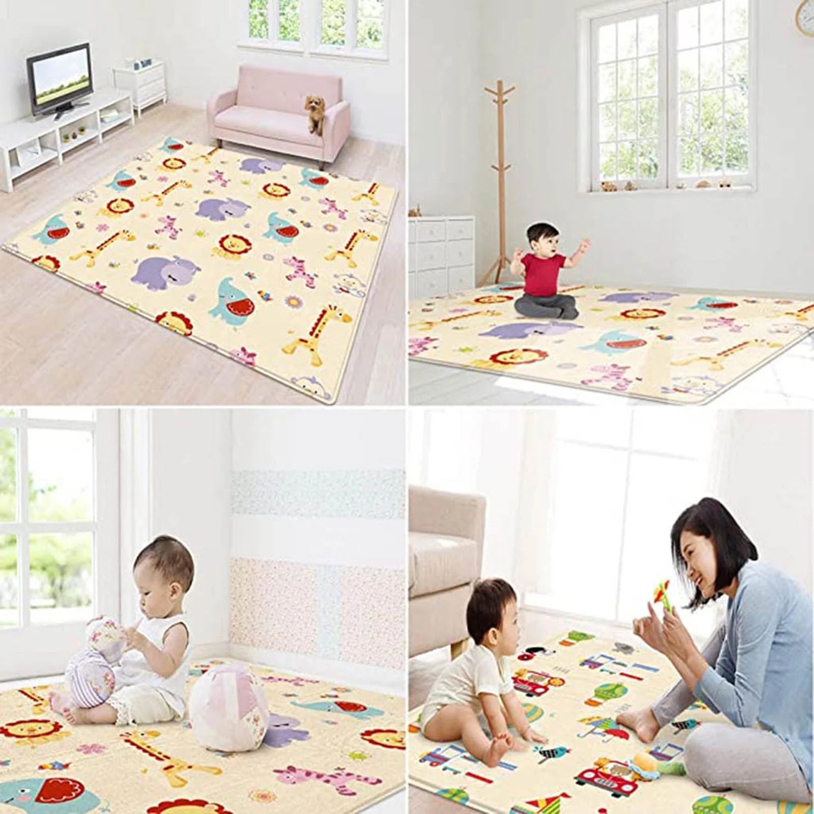 Clearance Baby Play Mat Foldable Baby Crawling Mat Reversible Baby Play Gym Mat Non-Slip