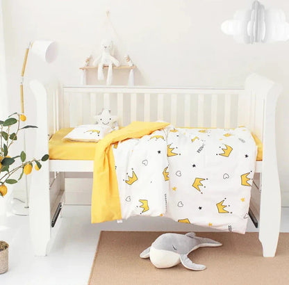 3Pcs Set Newborn Baby Crib Beddings Set Cotton Cartoon Print Color Bedroom Bed Cot Linens Quilt Cover Case Sheets Pillow