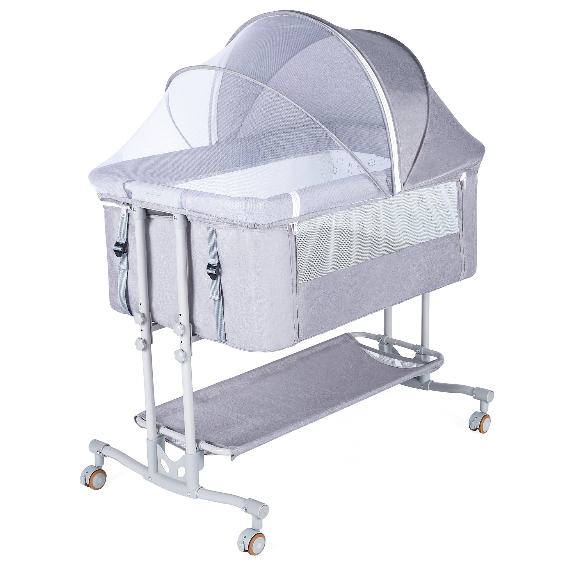 Baby Bassinet Bedside Sleeper Bassinet for 0-6 Months Baby Unisex (Light Grey)