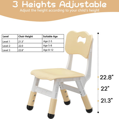 Kids Chair, 3 Level Height Adjustable Kid Chair, Plastic Toddler Chairs for Children Boys Girls Age 2-6, Suitable for Home Family Classroom Nursery Indoor Use