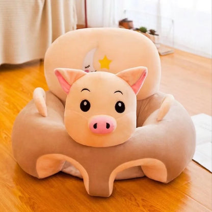 Baby Support Sofa, Infant Chair Back Head Protect Seat Floor Plush Chair for Toddlers, Piggy