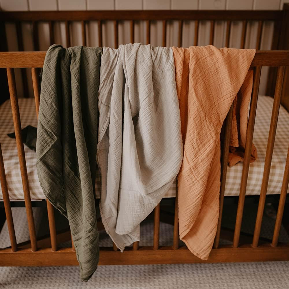 Parker Baby Swaddle Blankets - 3 Pack of 100% Cotton Muslin Swaddle Blankets for Baby Boys and Girls - Unisex/Gender Neutral - Estes Set